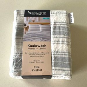 New Koolaburra by UGG Twin Sheet Set Color White/Gray 100% Polyester